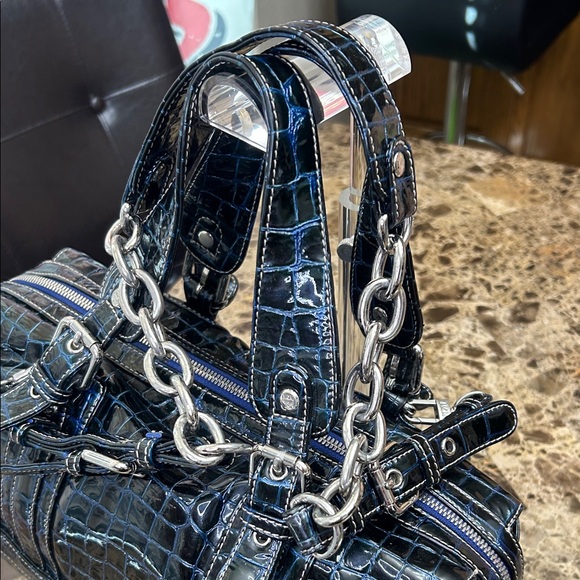 MCM Midnight Blue Crocodile Embossed Satchel - Picture 8 of 14